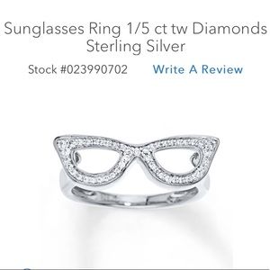 Sunglasses Ring Diamonds and Sterling Silver, 7.5